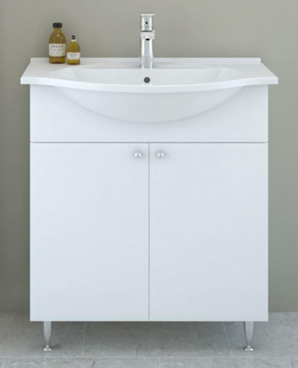 Kupaonska baza AQUAESTIL Lidija 70, 75x35x80 cm, s umivaonikom, bijela