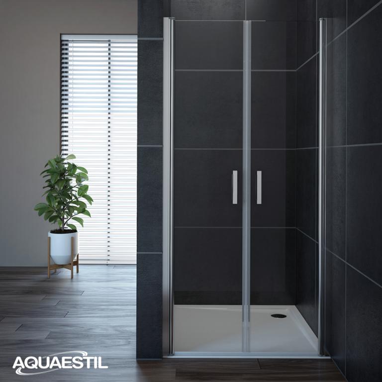 AQUAESTIL OASIS 2D Dvokrilna okretna vrata za nišu, bijeli profil, prozirno staklo