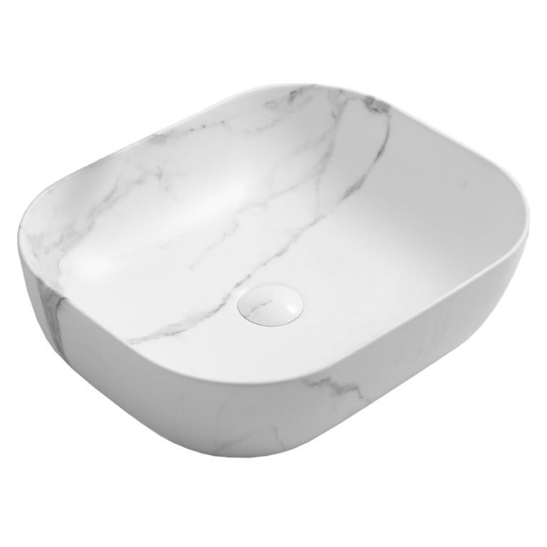 Umivaonik SC Everest, 50,5x40,5x14 cm, nadgradni, pravokutni, mramor, bijeli