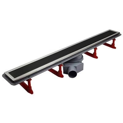 Tuš kanalica Confluo Premium Line, kaljeno staklo, razne dimenzije, crno