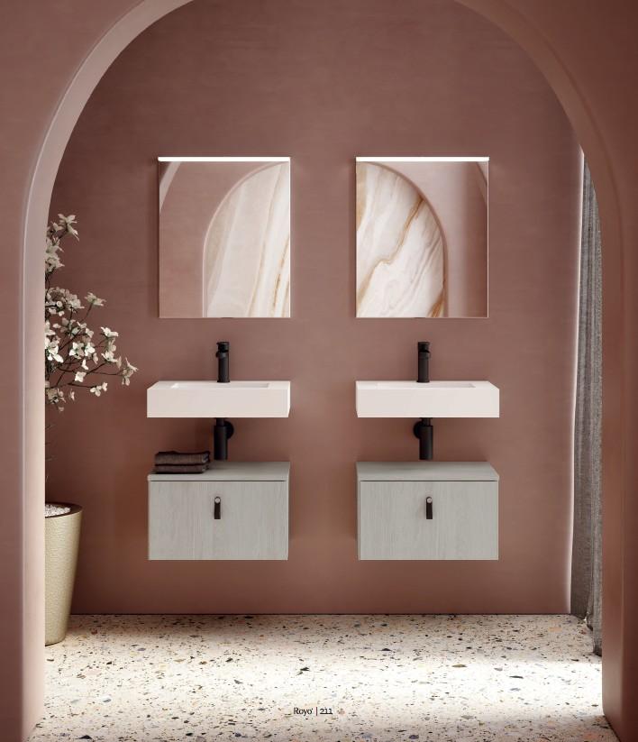 Kupaonska baza ROYO LITTLE 2, 50x35X228,5 cm, sa Sky umivaonikom i ogledalom 50 Murano